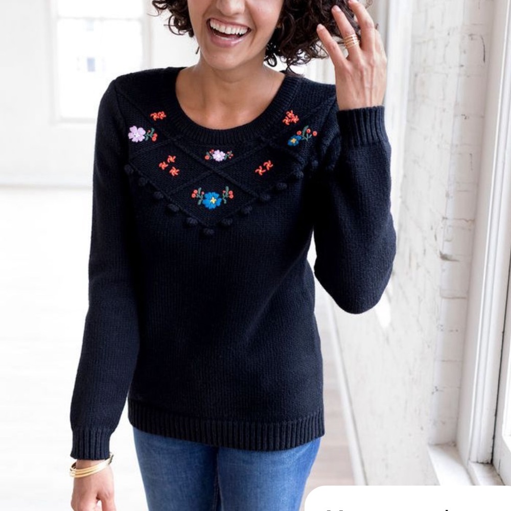 Hanna Andersson Embroidered Flower Knit Sweater Sz 140 10 Years - Picture 7 of 7
